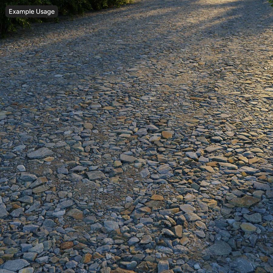 Textura de estrada de cascalho grosso