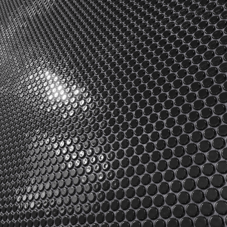 Plain Penny Round Tile Texture, Black