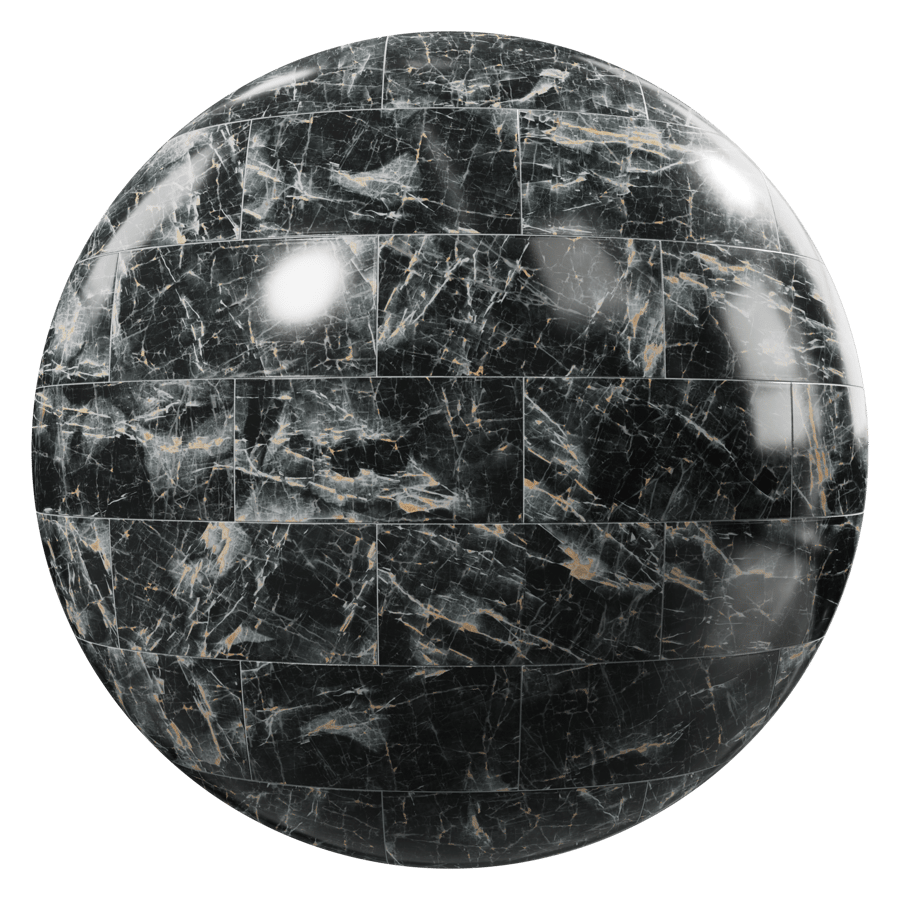 Honed Brick Bond Tiles Saint Laurent Marble Texture, Black