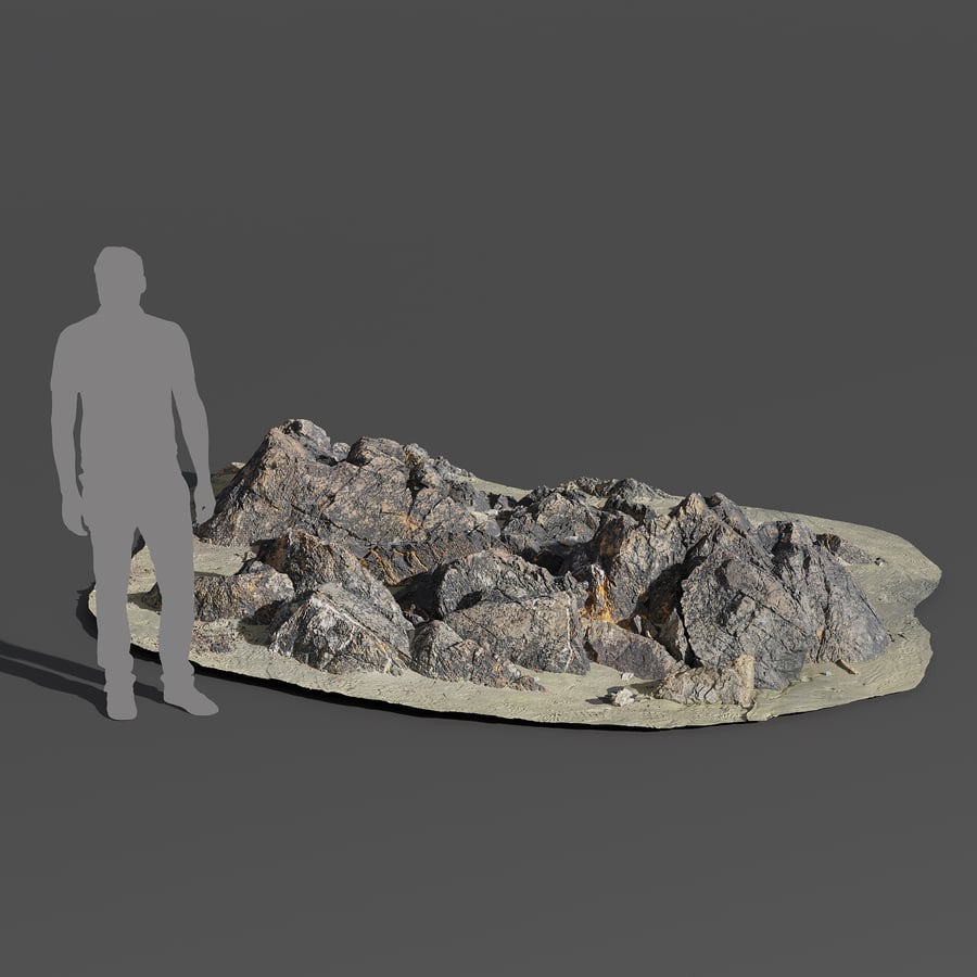 Large Dark Jagged Beach Rock Model