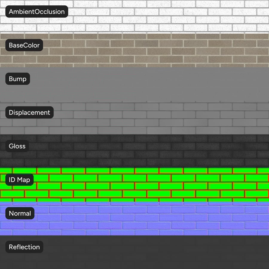 Dragfaced Running Bond Brick Wall Texture, Grey