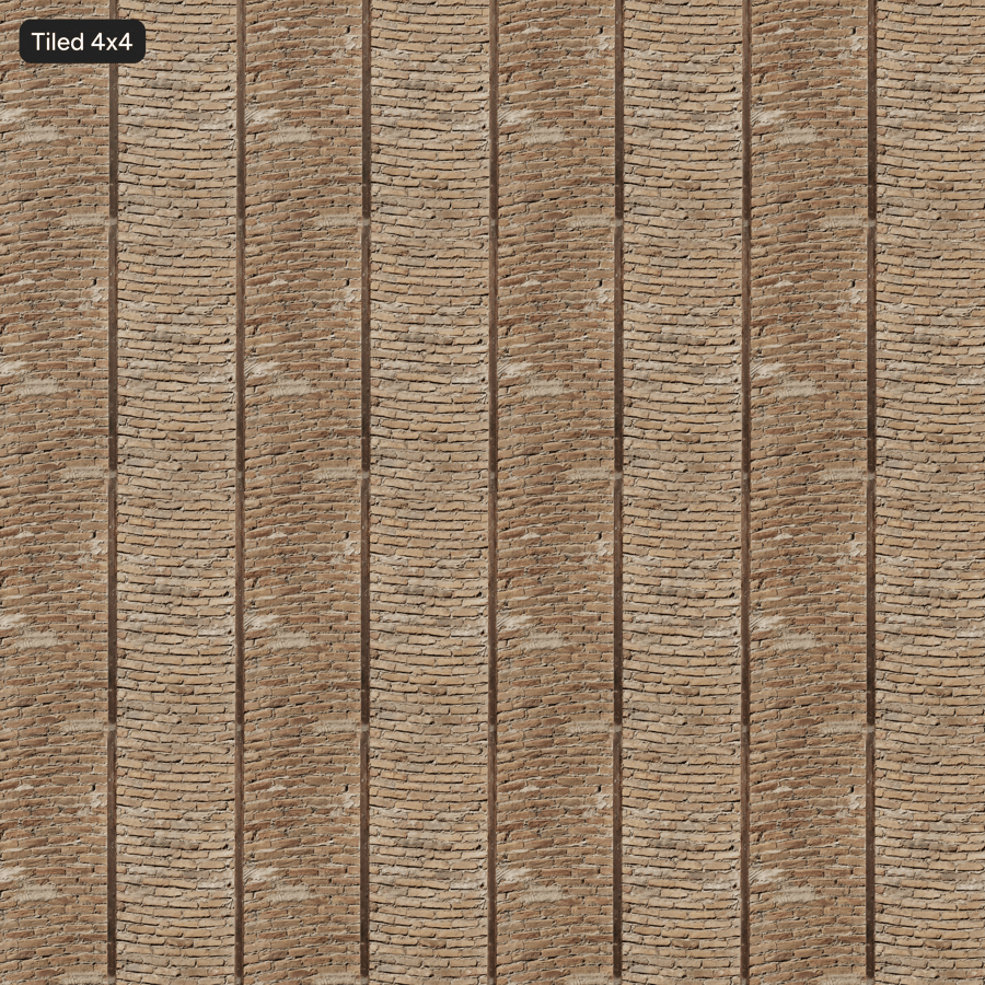 Arched Weathered Brick with Grid Ceiling Texture