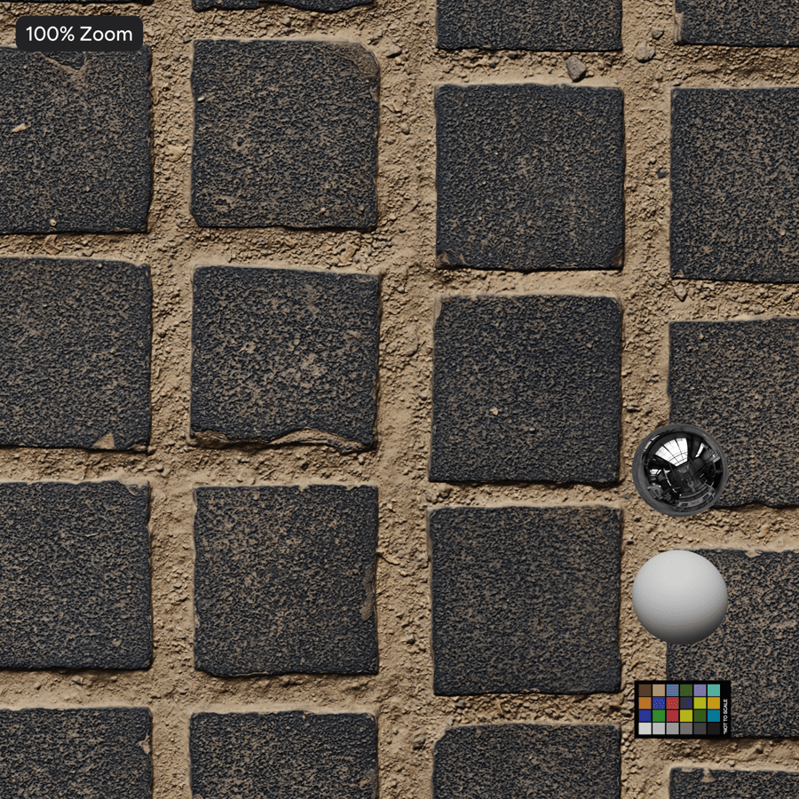 Square Stone Sett Ground Texture, Gray