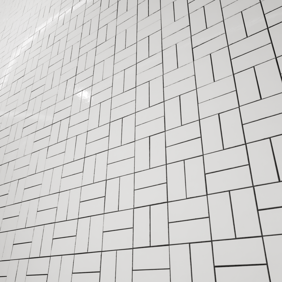 Crosshatch Ceramic Glossy Tile Texture, White