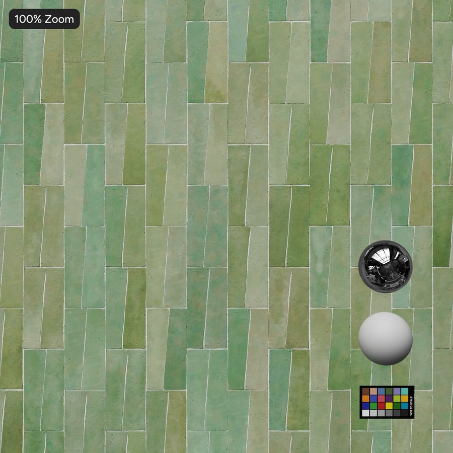 Trapezoidal Zellige Matte Tile Texture, Green