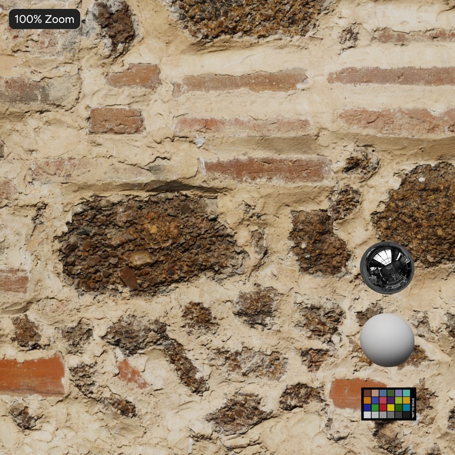 Layered Brick and Rubble Wall Texture, Beige