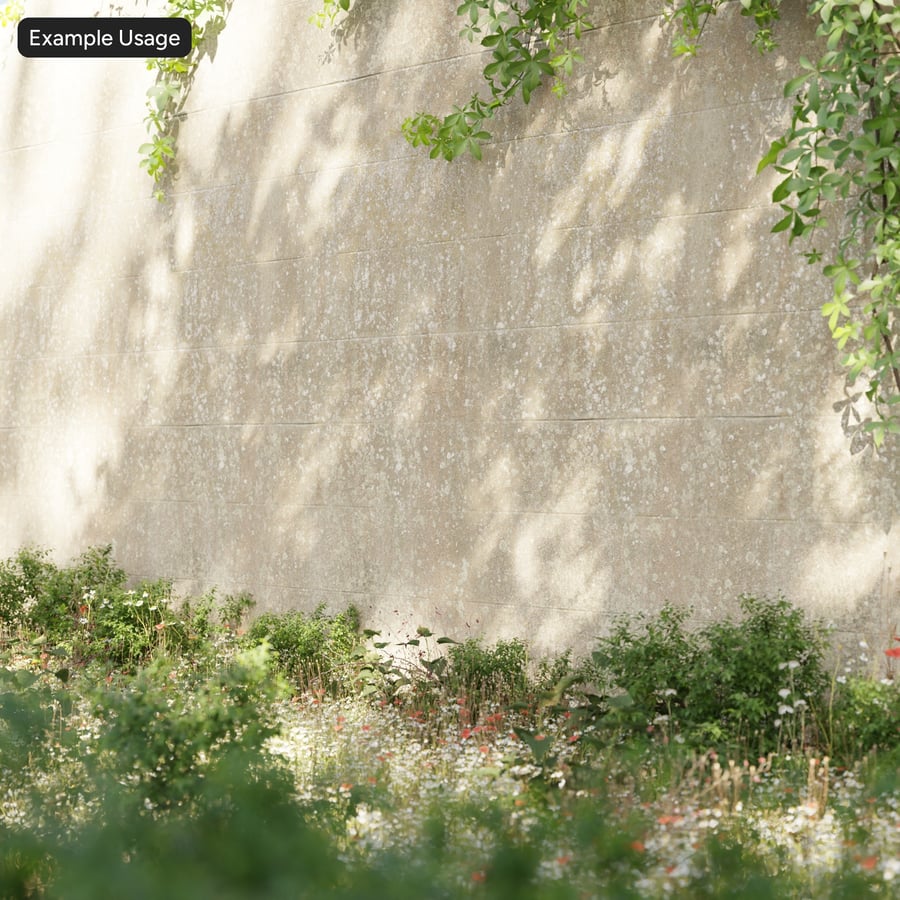 Textura de parede de pedra empilhada coberta de líquen, bege