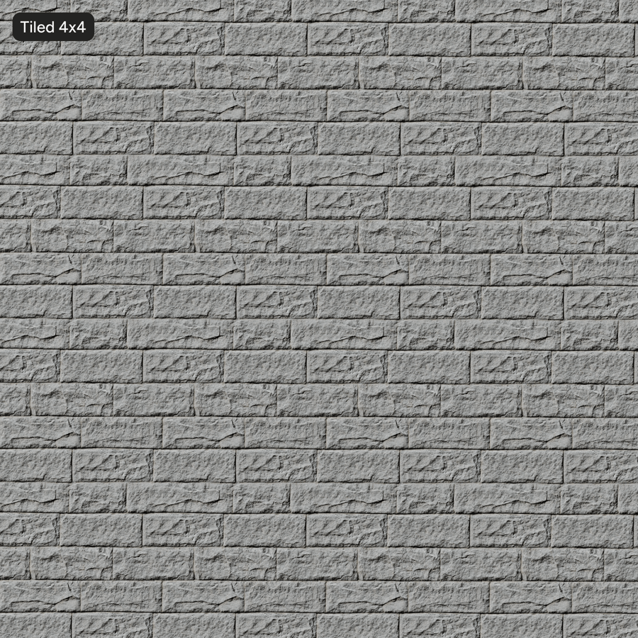Long Granite Stone Block Wall Texture, Grey