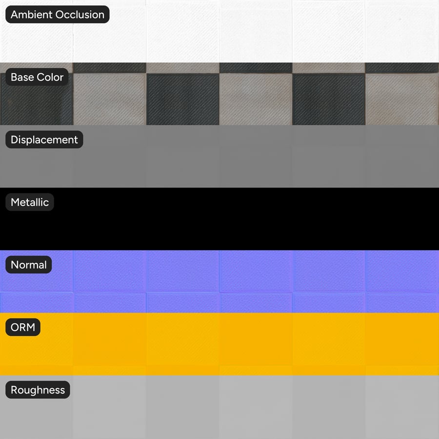 Piastrella di pietra quadrata scanalata, a scacchiera