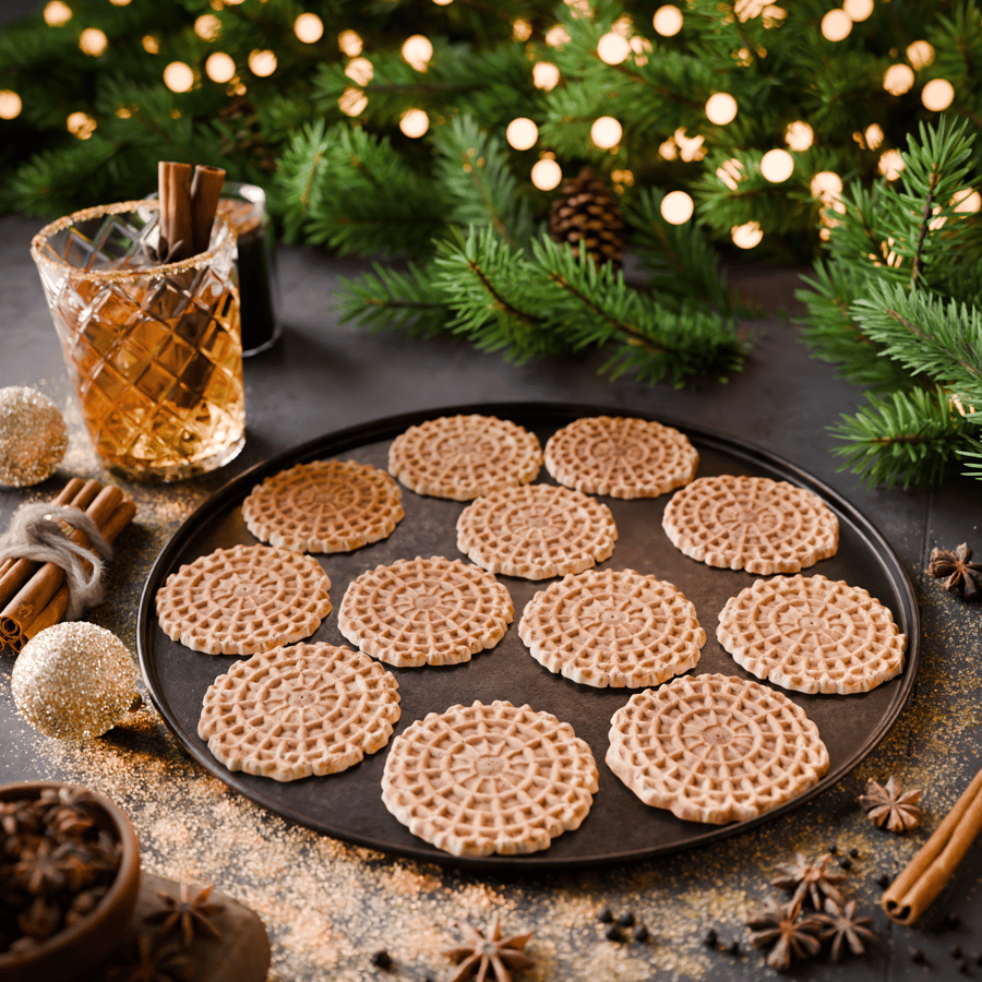 Textura do verso do biscoito Pizzelle