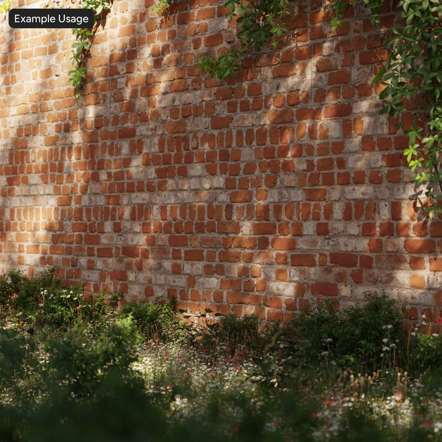 Reclaimed Dutch Bond Brick Wall Texture, Orange