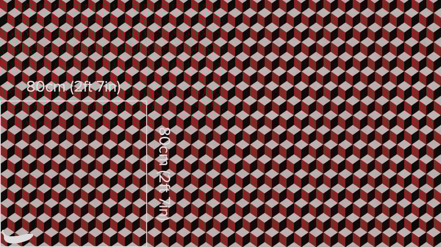 Tapete de lã com textura geométrica em cubos, vermelho