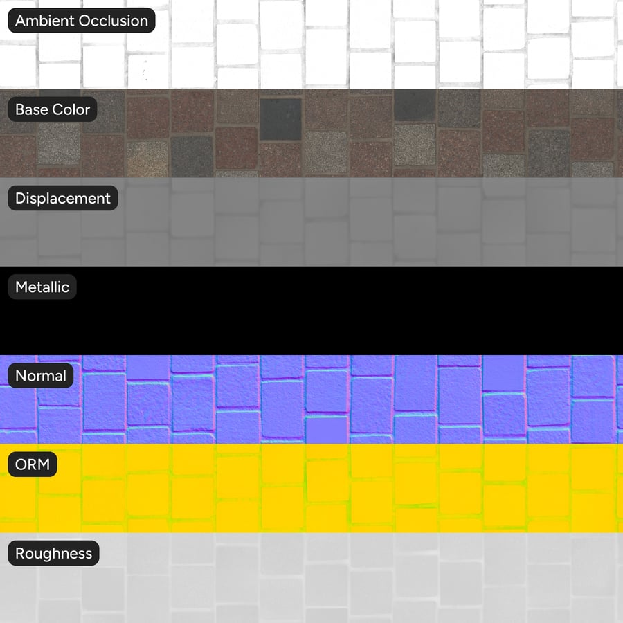 Clean Cobblestone Floor Texture, Mixed