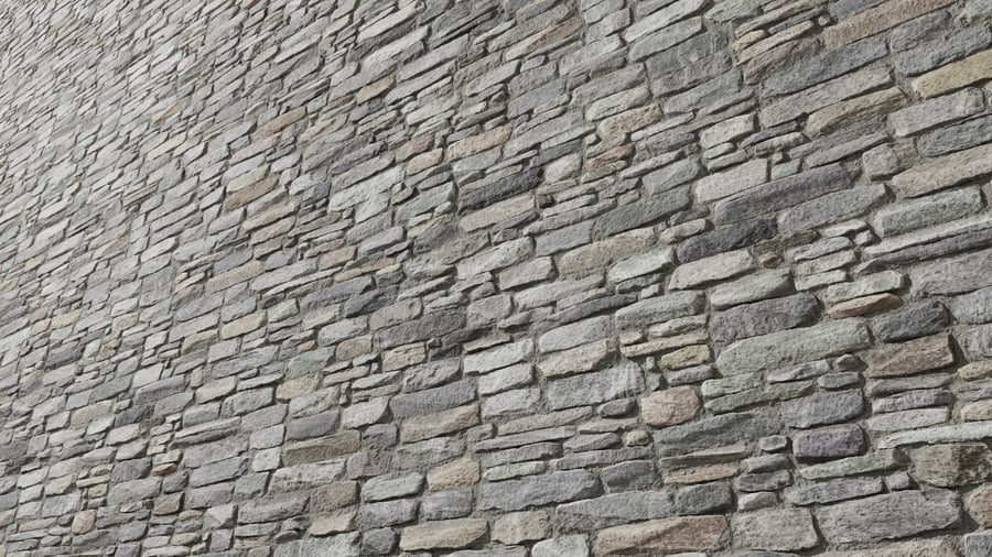 Light Thin Mosaic Old Stone Brick Wall Texture