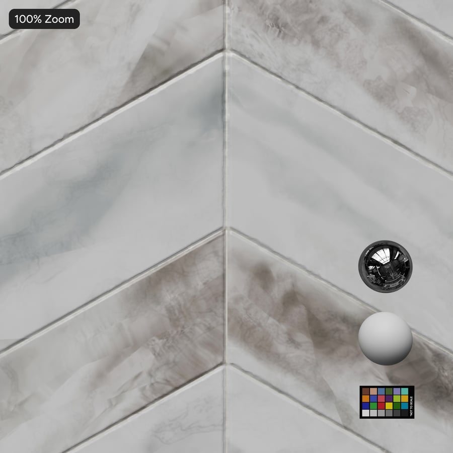 Текстура глянцевої плитки Chevron Marble, туманно-сіра