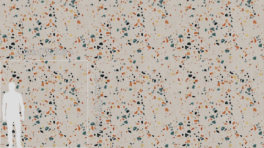 Rainbow Speckled Honed Tiled Palladiana Terrazzo Texture