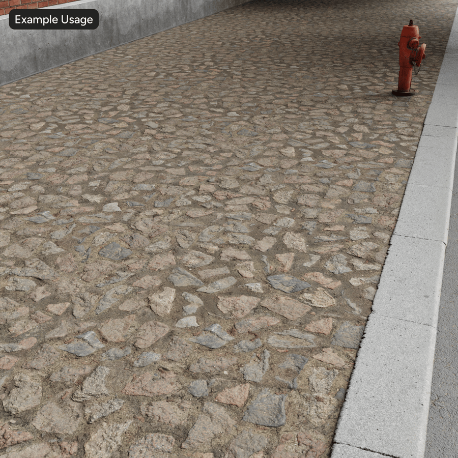 Worn Cobblestone Sidewalk Texture