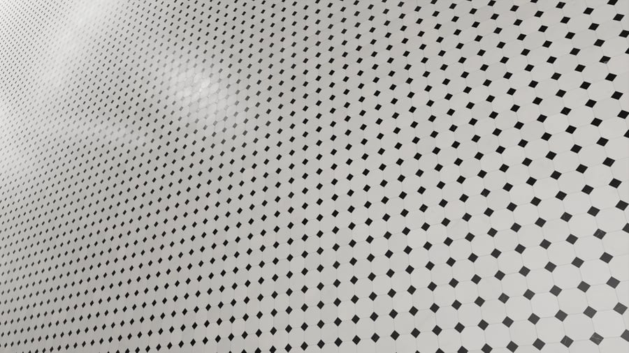 Textura de azulejo cerâmico octogonal mate, branco