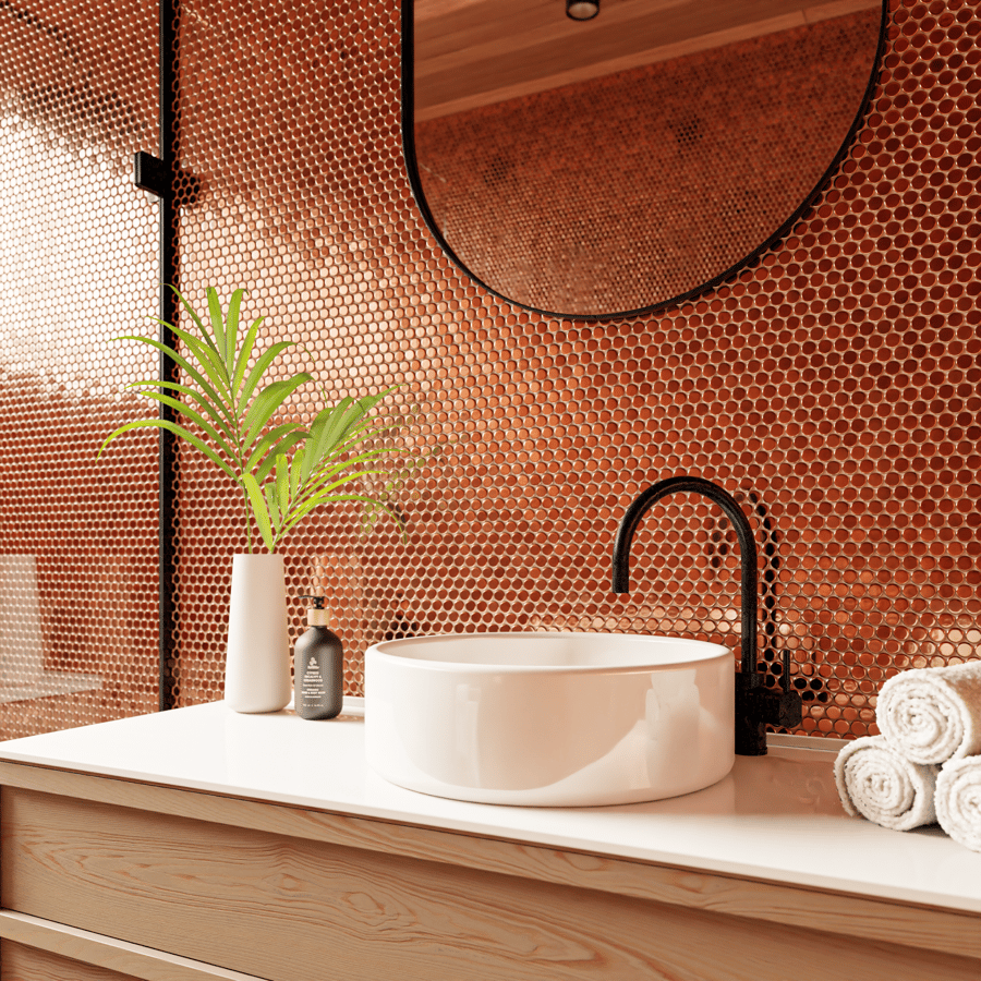 Penny Round Tile Texture, Rose Gold