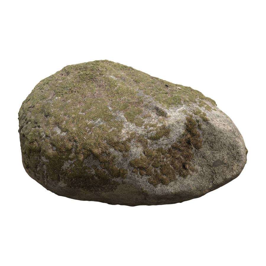 Cool Toned Round Mossy Smooth Large Rock Boulder Model