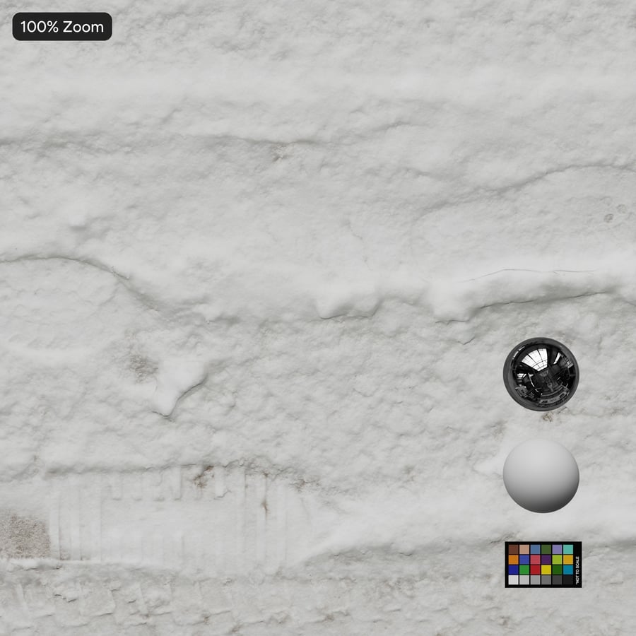 Tire Marks and Footprints on Snow Texture