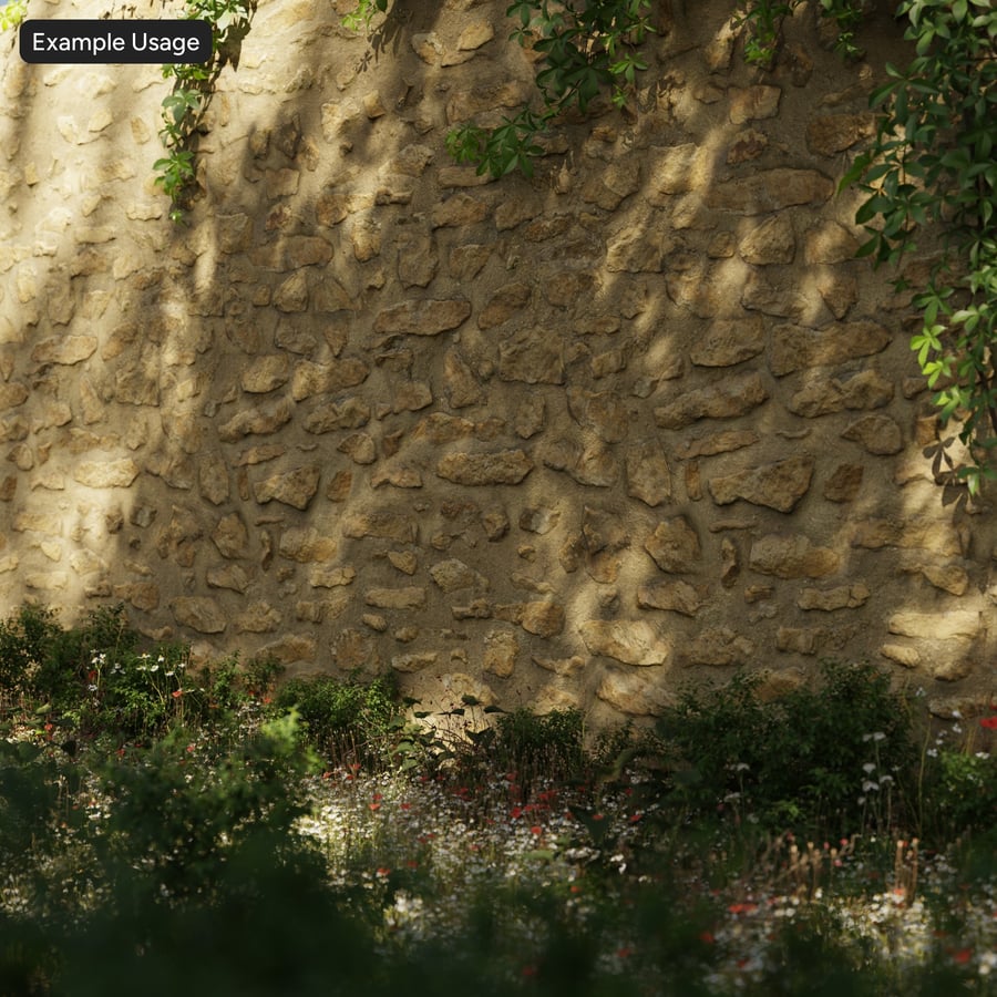 Heavy Mortared Rubble Stone Wall Texture, Sandstone