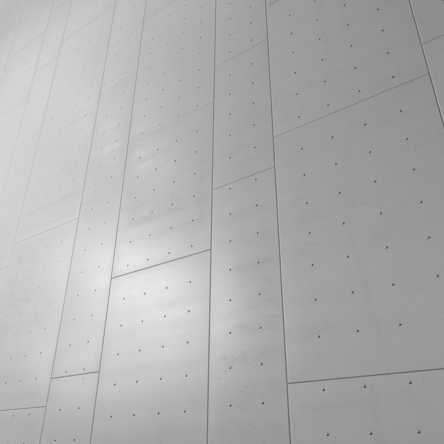 Metal Cladding Panel With Rivets Texture, White