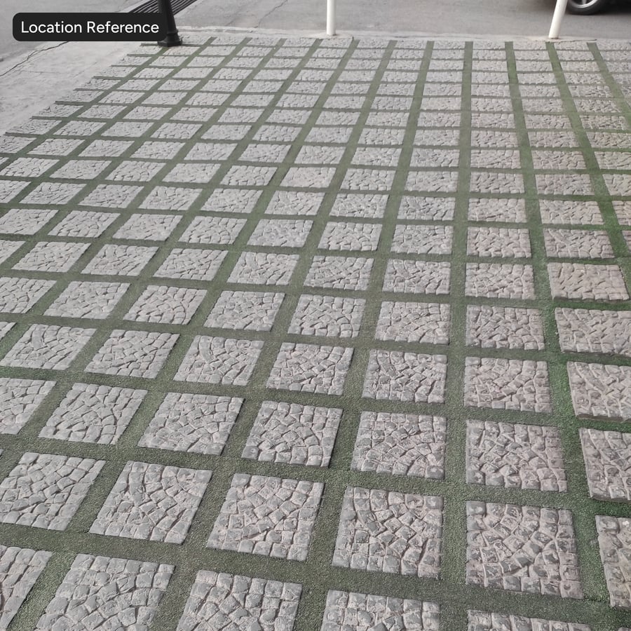 Decorative Cobblestone and Grass Paver Texture