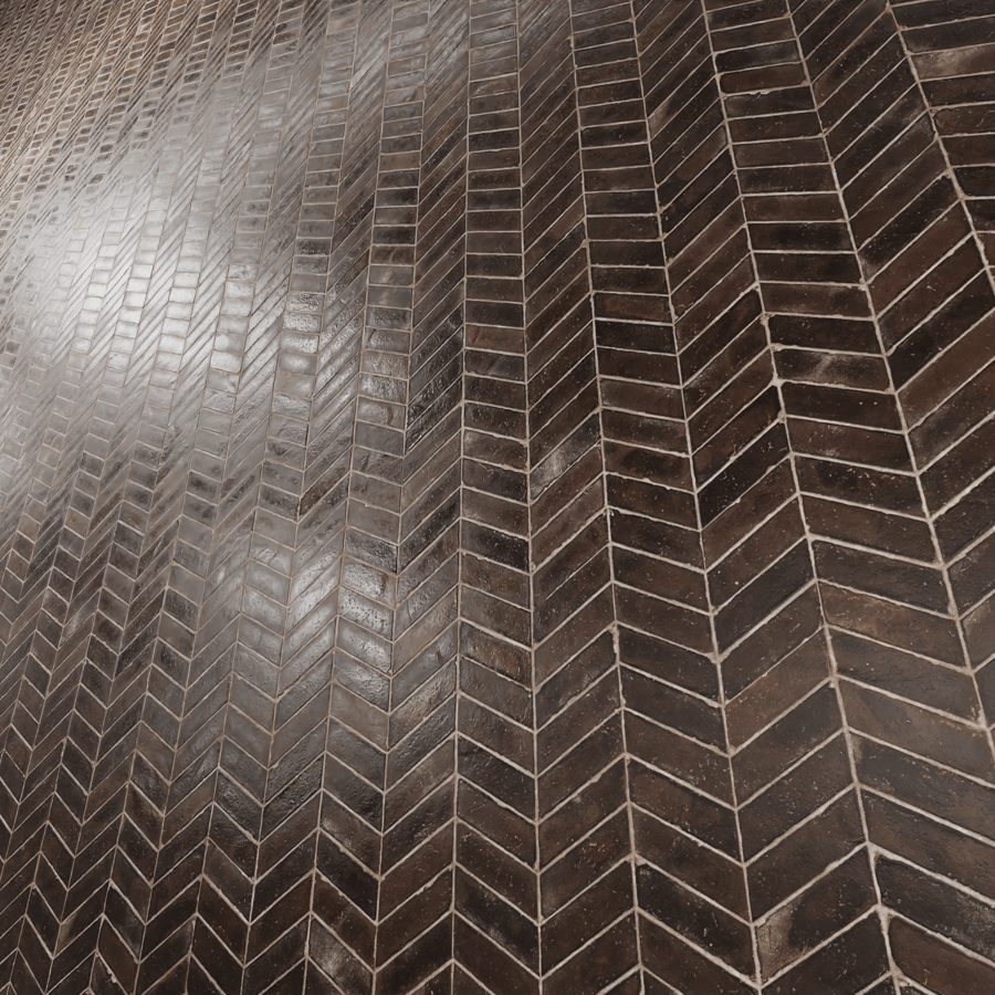 Glazed Chevron Terracotta Tile Texture, Brown