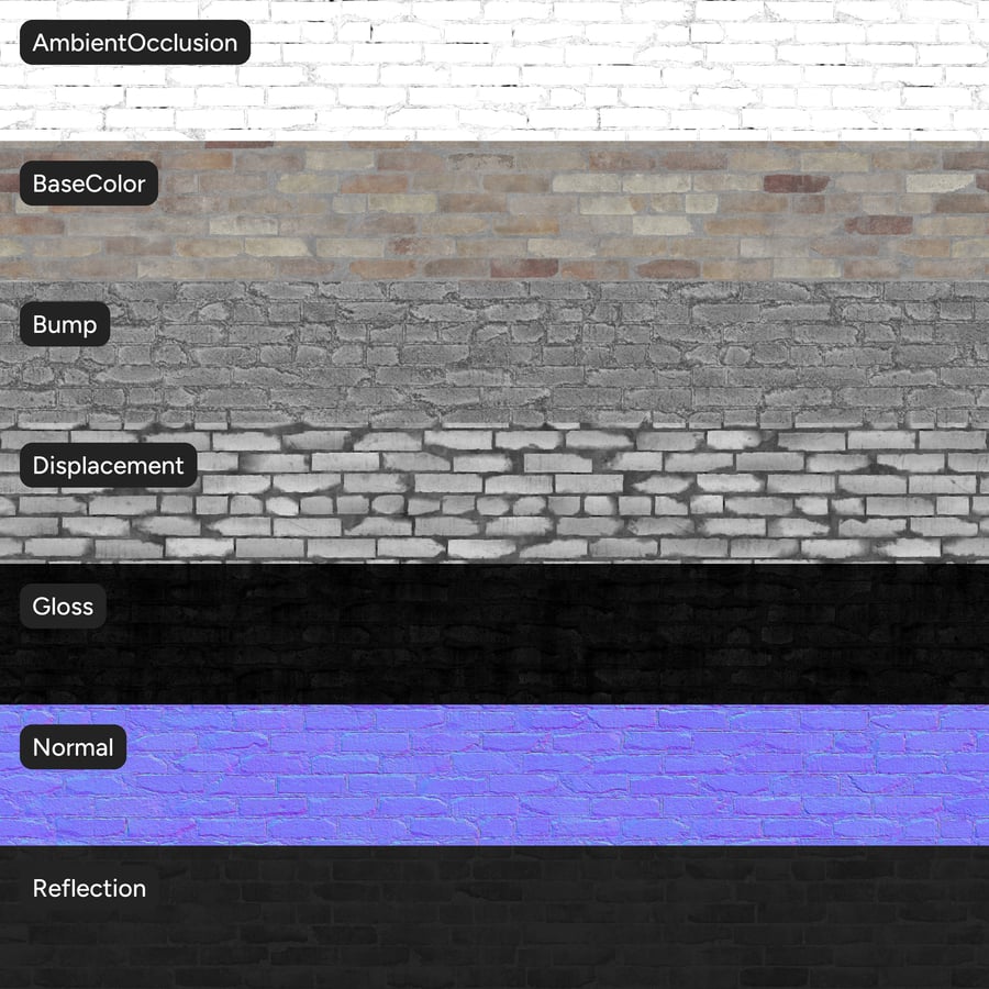 Old Chipped Reclaimed Brick Wall Texture, Grey