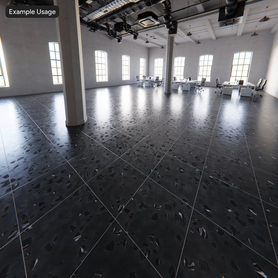 Textura de ladrilho quadrado grande em terrazzo, ônix preto