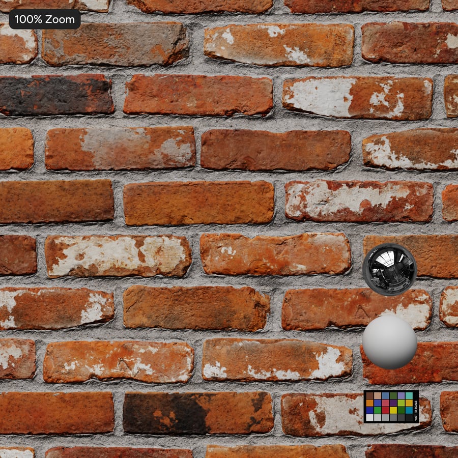 Reclaimed Running Bond Brick Wall Texture, Orange