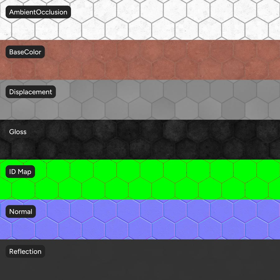 Hexagonal Paver Texture, Red