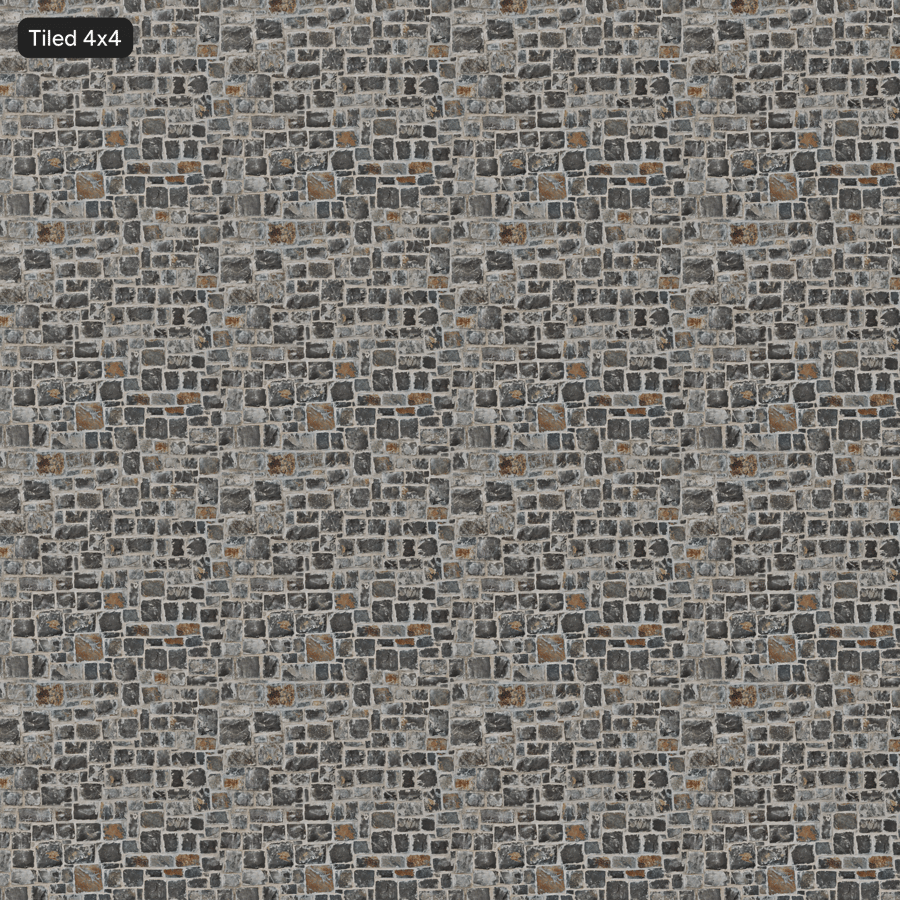 Weathered Rubble Stone Wall Texture, Dark Gray