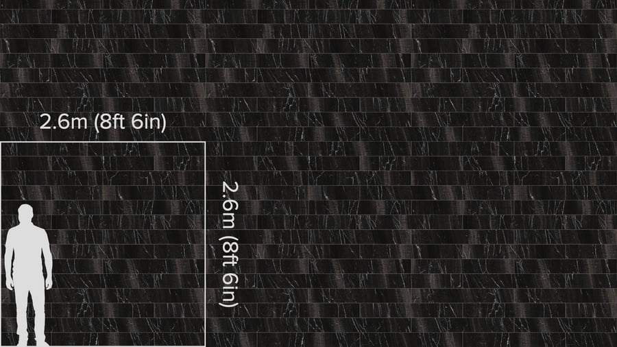 Rectangular Offset Marble Matte Tile Texture, Cosmic Black