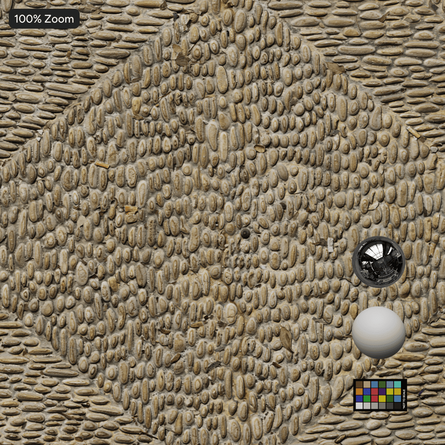 Herringbone Pebble Mosaic Paving Texture, Beige