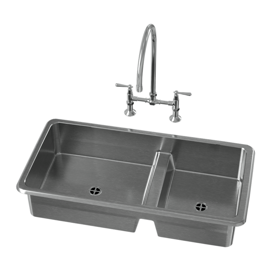 Raised Stainless Steel Double Bowl Kitchen Sink Model