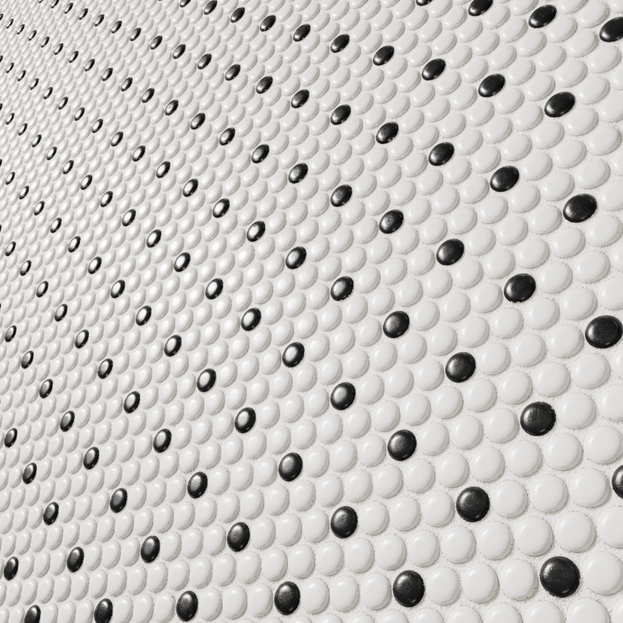 Polka Dot Pattern Penny Round Tile Texture, White