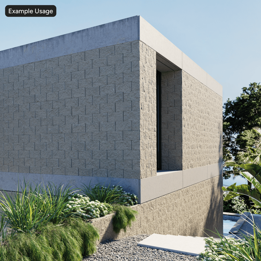 Hrubý kamenný blok s dělenou stěnou, béžový