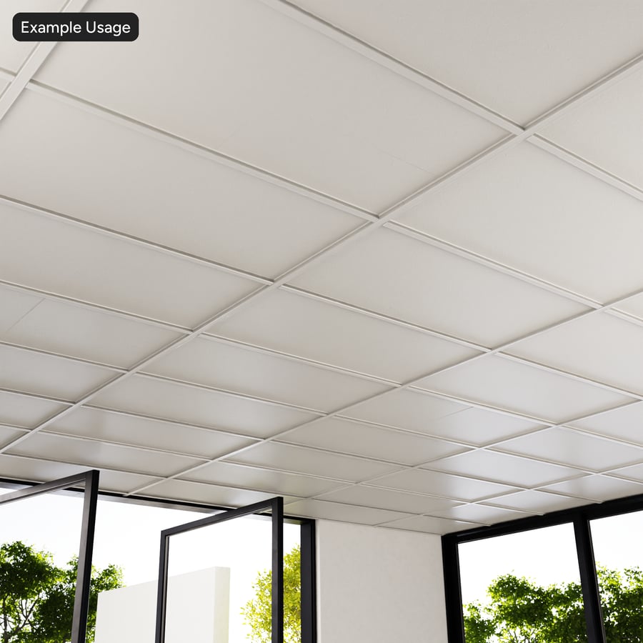 Textura de telha retangular saliente de gesso para teto, branca