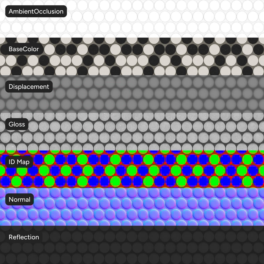 Penny Runde glänzende Keramikfliese Textur, Rhombus