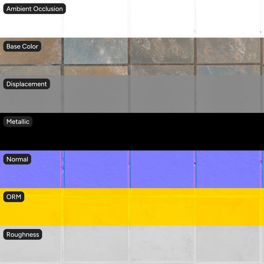 Cleft Slate Square Tile Texture, Grey and Ochre