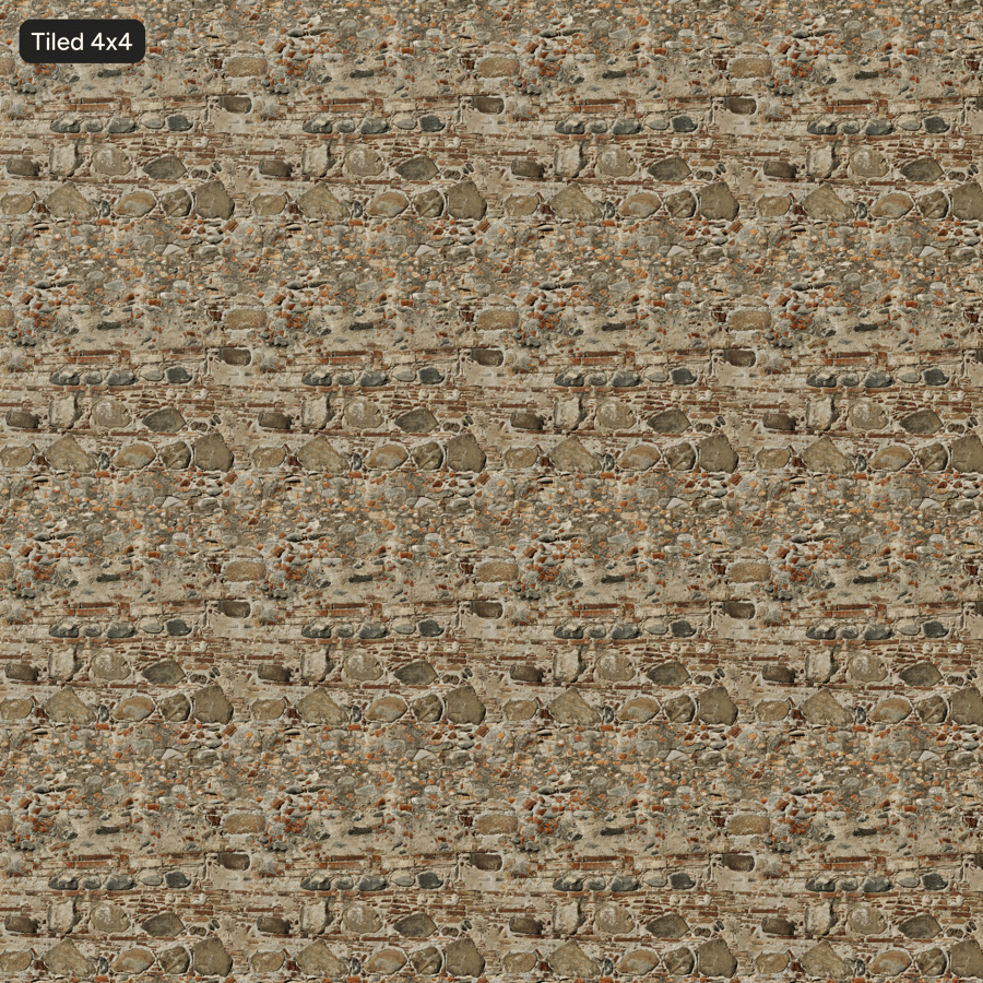 Damaged Layered Brick and Stone Wall Texture