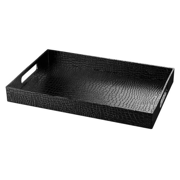 Modèle de plateau en cuir d'alligator, noir