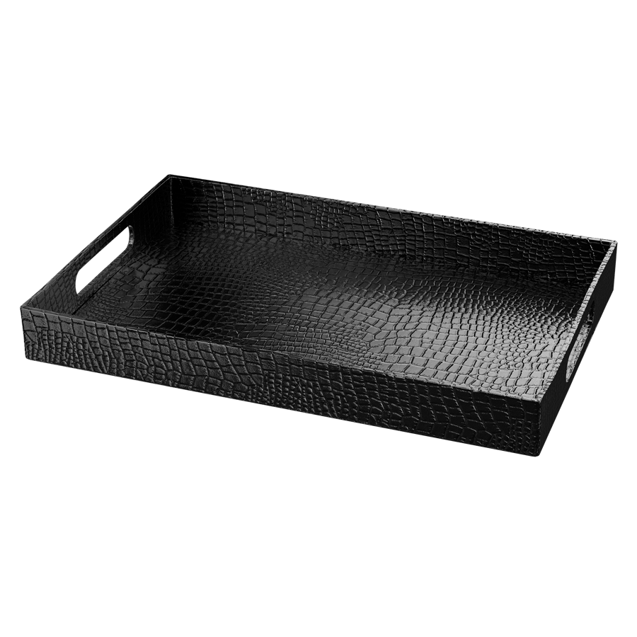 Alligator Leather Tray Model, Black