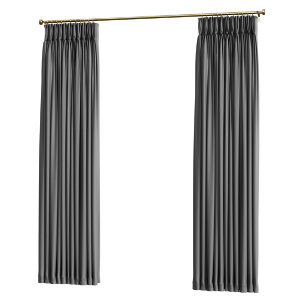 Modelo de cortinas abertas Pinch Pleat, cinza
