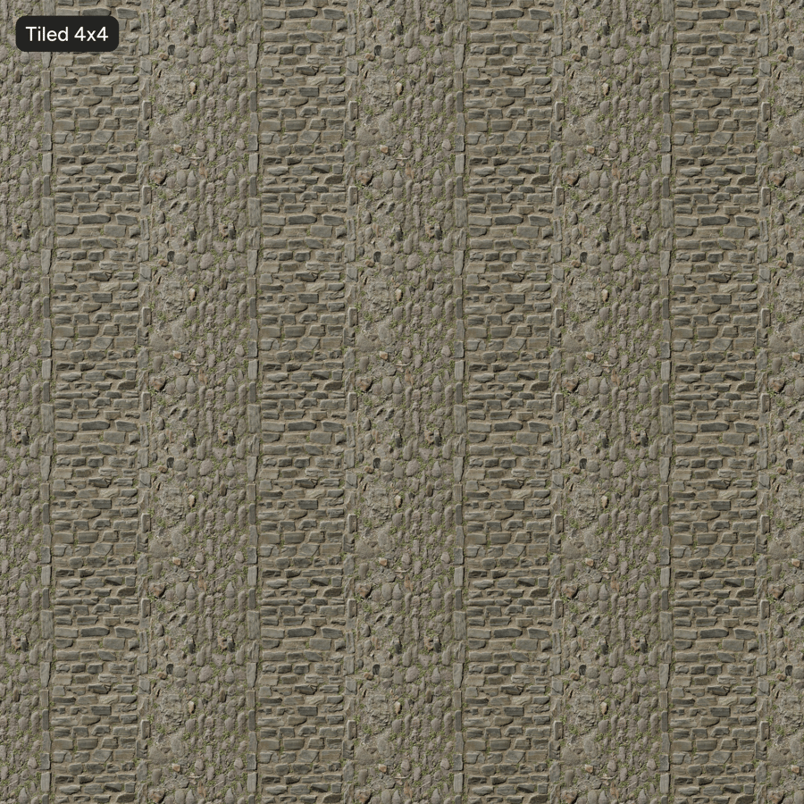 Graspad op kasseienstructuur