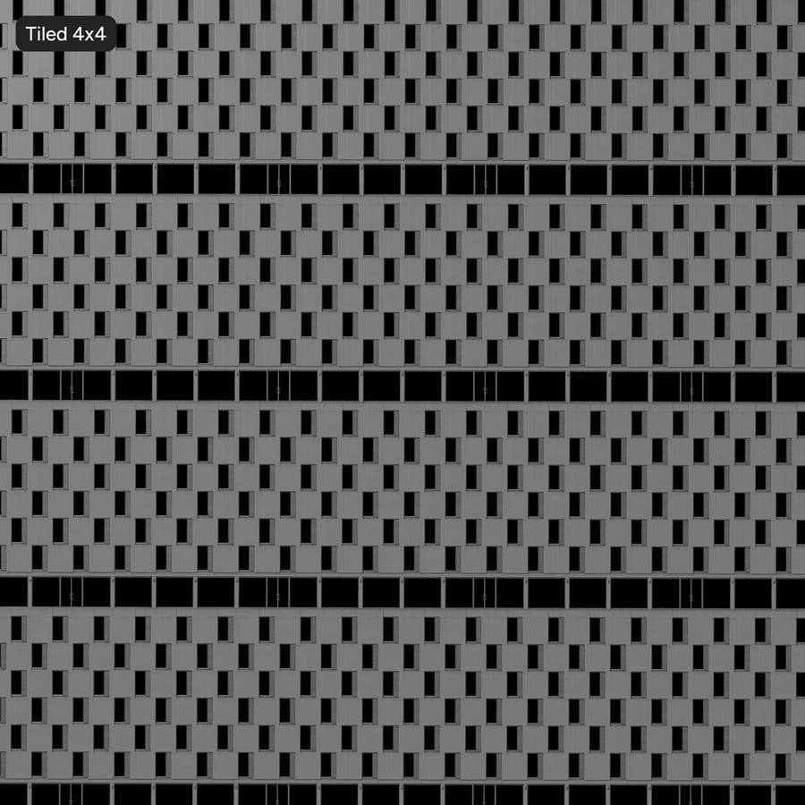 Texture de façade architecturale à panneaux décalés, gris clair