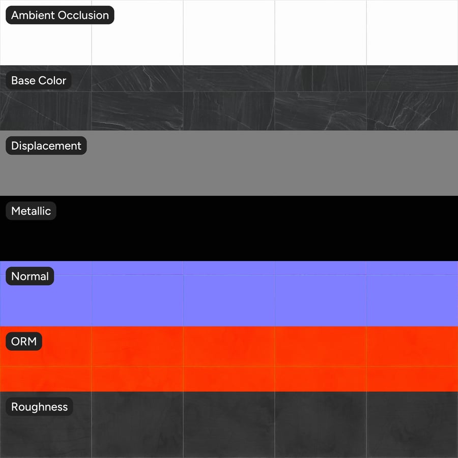Square Quartzite Matte Tile Texture, Electric Black