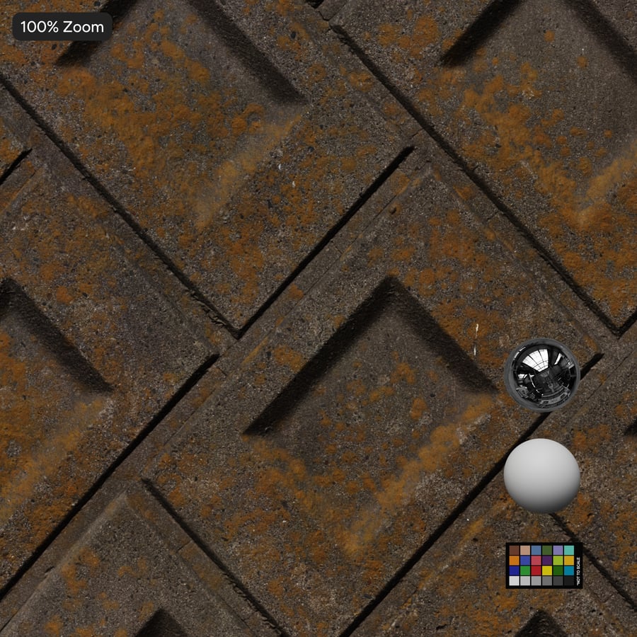 Stamped Herringbone Concrete Retaining Wall Texture